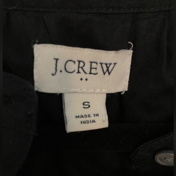 J Crew Black Poplin Tie Waist Flounce Dress Button Up Size Small A-line, Flared - Picture 2 of 6
